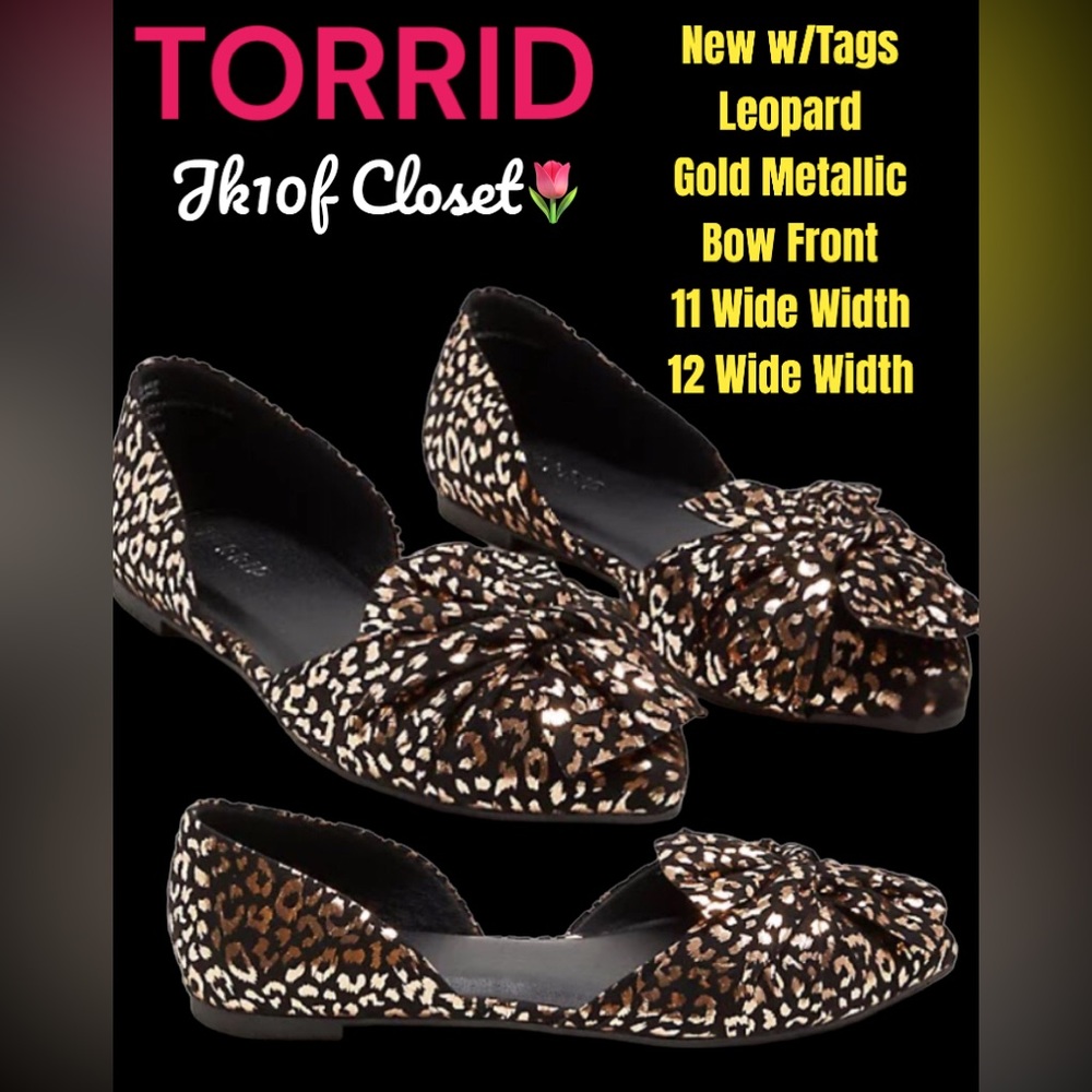 🆕NWT TORRID Sz12 WIDE WIDTH LEOPARD GOLD BLACK DRESSY SHOES
